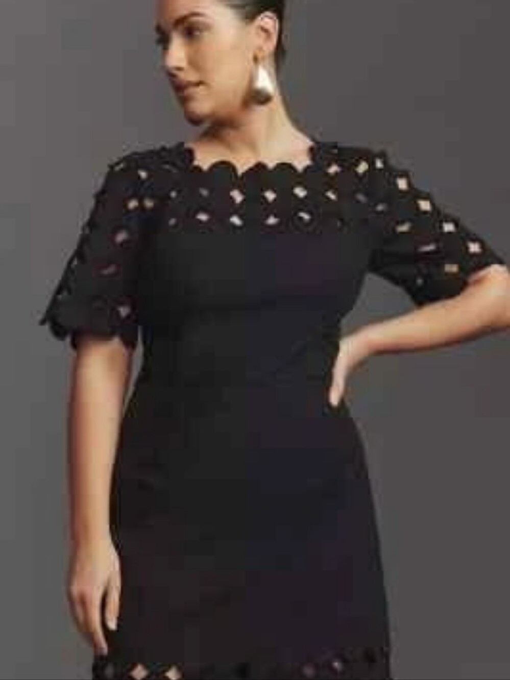 Anthropologie Cutwork Mini Shift Dress. Black - MSRP $178 - Picture 5 of 5